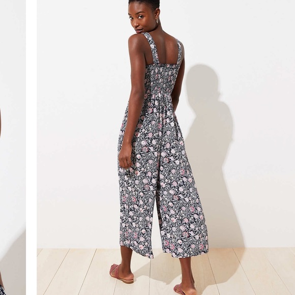 LOFT Floral Smocked Jumpsuit - Picture 3 of 14